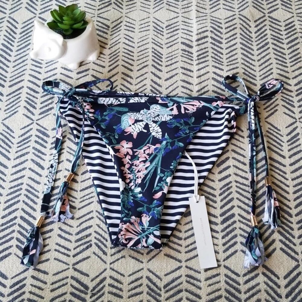 NWT Tart Collections Floral Tie Bikini Bottom Size Large Swimwear Summer Travel